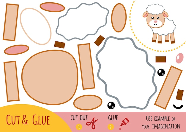 education paper game for children, sheep. use scissors and glue to create the image.