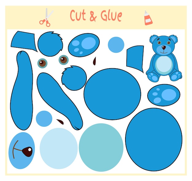 Education paper game for the development of preschool children cut parts of the image and glue on th...