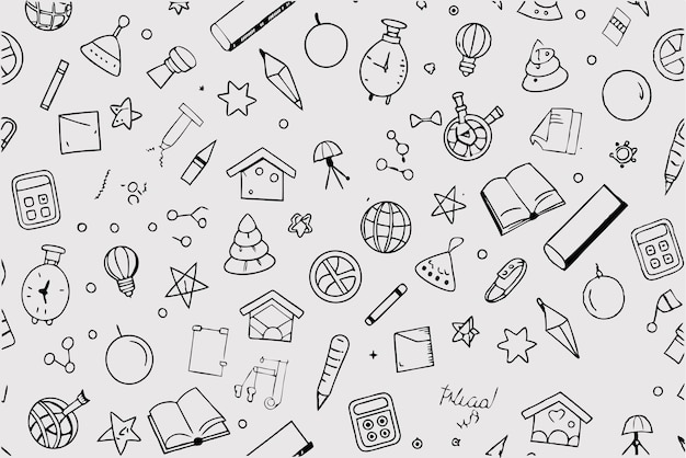Education pattern background in doodle style
