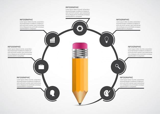 Vector education pencil option infographics.