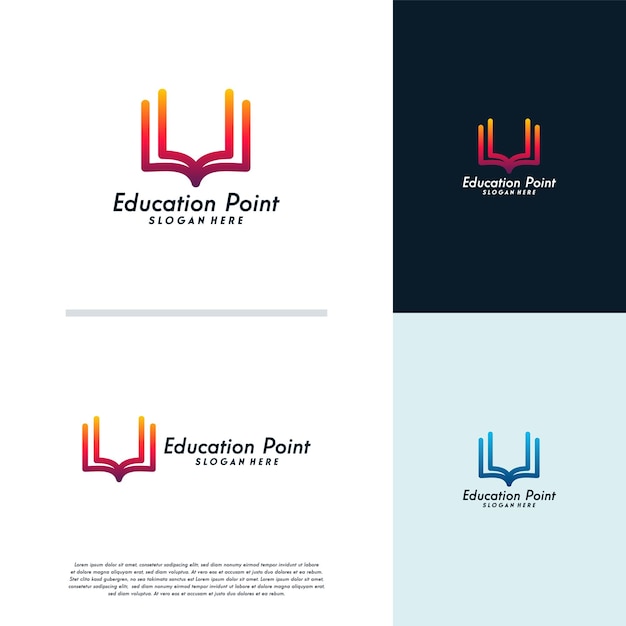 Education Point logo designs template, Book logo symbol, Library Pin logo designs concept vector