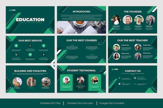 Vector education powerpoint presentation slide template design or green education presentation  template