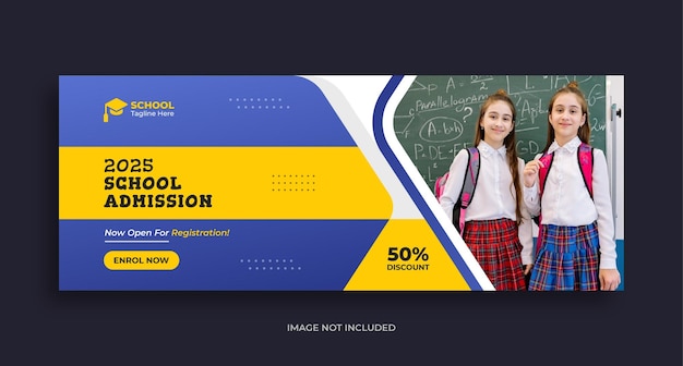 Vector education school admission facebook cover and social media banner template