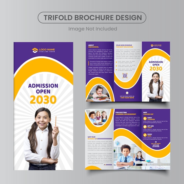 Vector education school admission trifold brochure design template