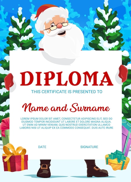 Education school diploma, christmas certificate