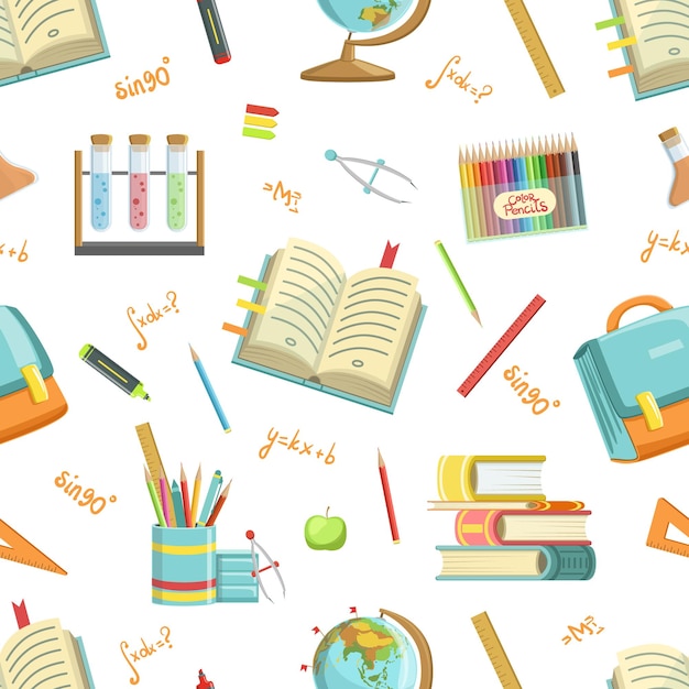 Vector education seamless pattern with school supplies can be used fabric wrapping paper website wallpapers background vector illustration