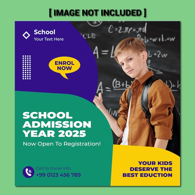 Education services provide or School admission social media post or web banner template