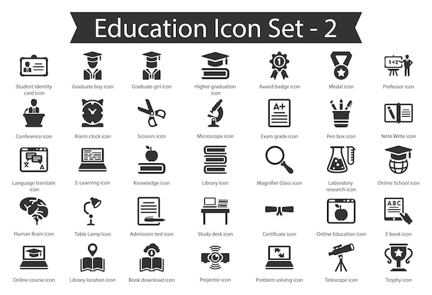 ベクトル 教育セット 2 ブラックアイコンセット