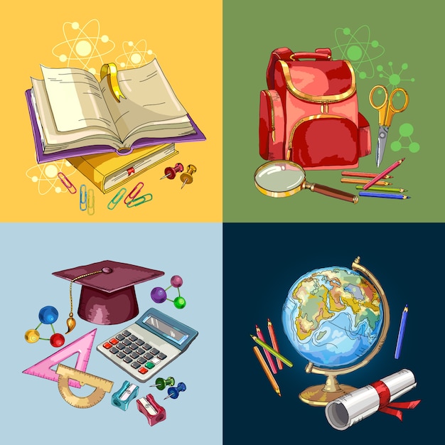 Vector education set. back to school