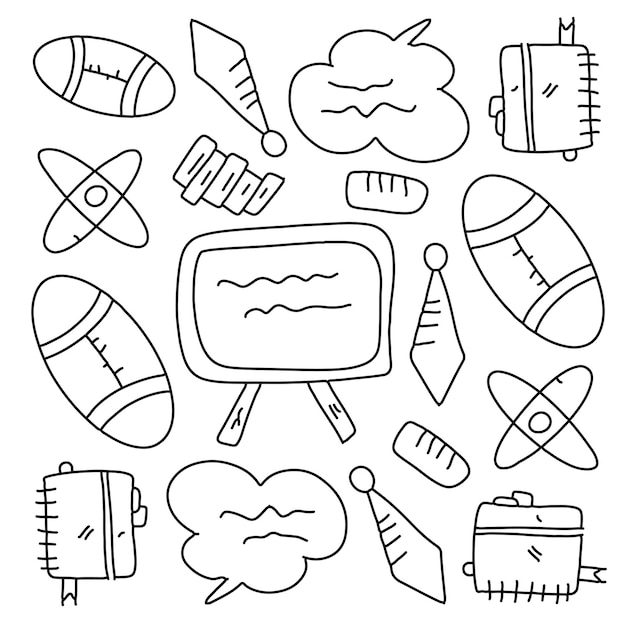 education set line doodle style vector bundle