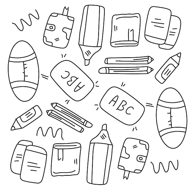 Vector education set line doodle style vector bundle