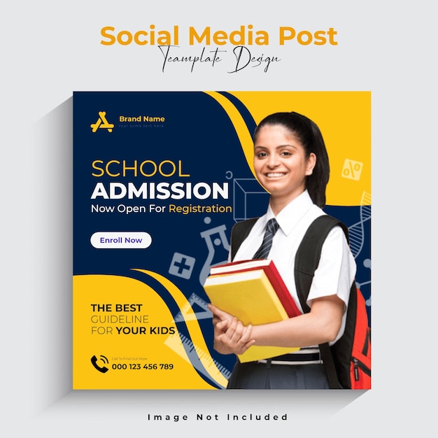 Education social media banner for kids school admission