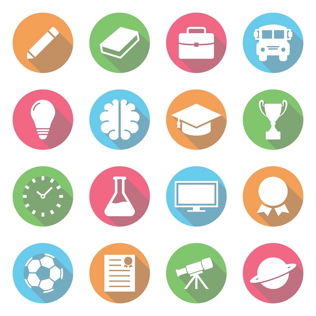 Vector education and space set icon flat vector design