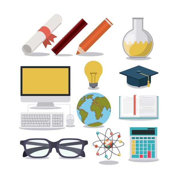 Vector education supplies concept isolated icon