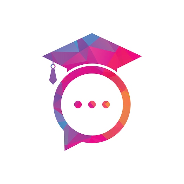 教育の話ベクトルのロゴのデザイン チャット バブル アイコン デザインと卒業帽子
