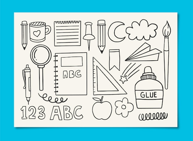 Education Themed Doodle Illustration Design Set