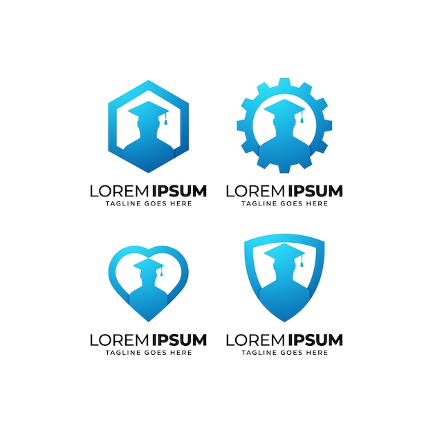 Set di design del logo per l'istruzione e la formazione