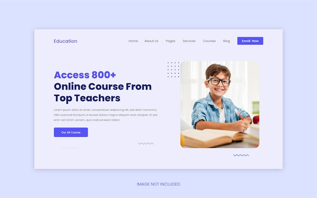 Vector education website landing page ui template design