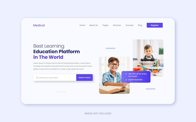 Vector education website landing page ui template design