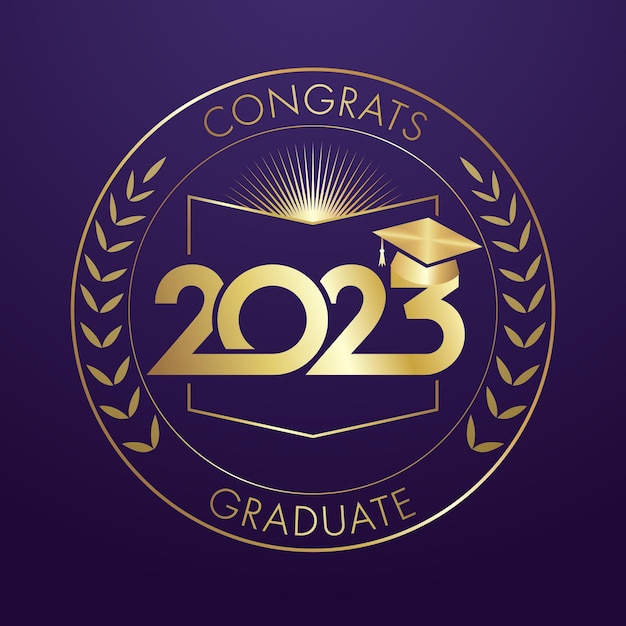 Educational awards design with congratulating inscription for 2023 graduates and creative number log