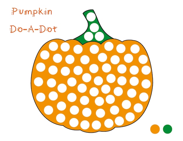 Educational children game. pumpkin do a dot painting for kids and toddlers. fall, autum, halloween