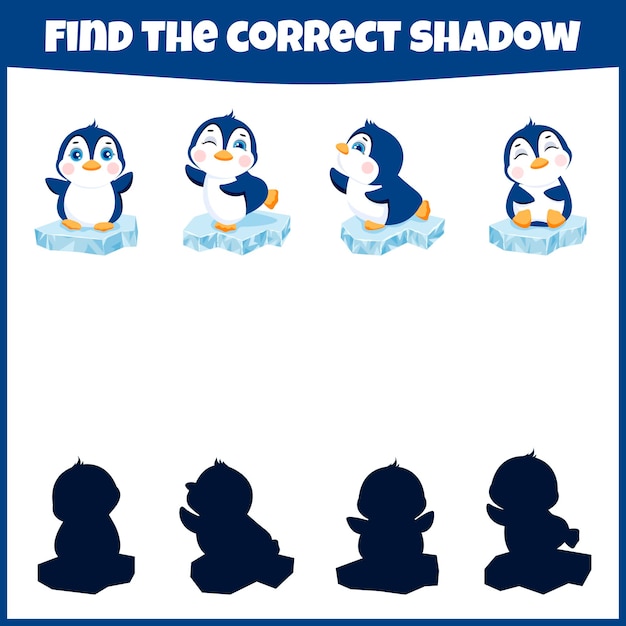 Educational game for children Find the correct shadow Minigame for children