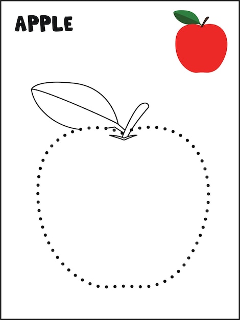 Educational game connect dots draw the apple