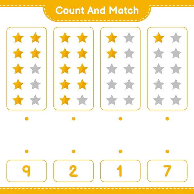 Educational game counting the number of Stars and matching with right numbers