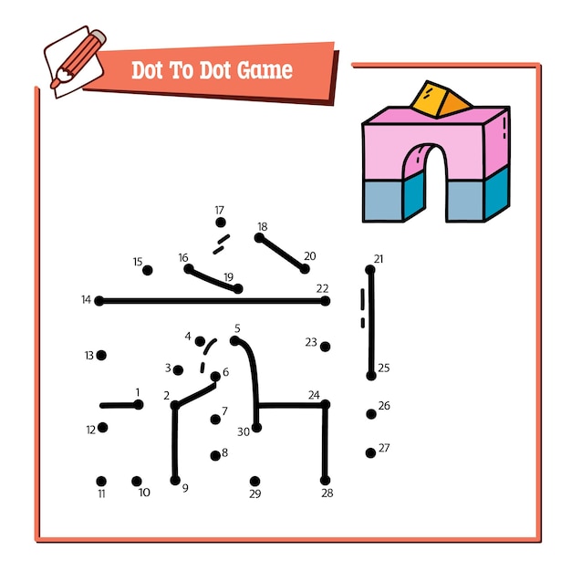 educational  game illustration of dot to dot puzzle with doodle constructor