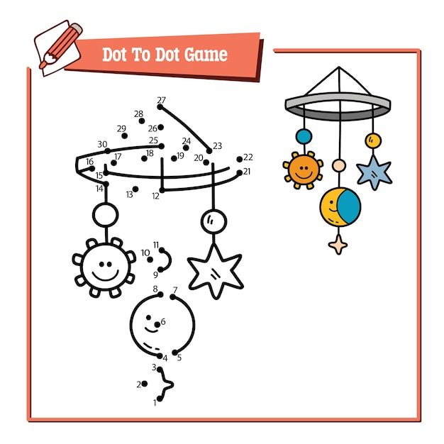 educational  game illustration of dot to dot puzzle with doodle mobile