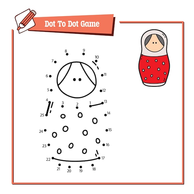 educational  game illustration of dot to dot puzzle with doodle nesting doll