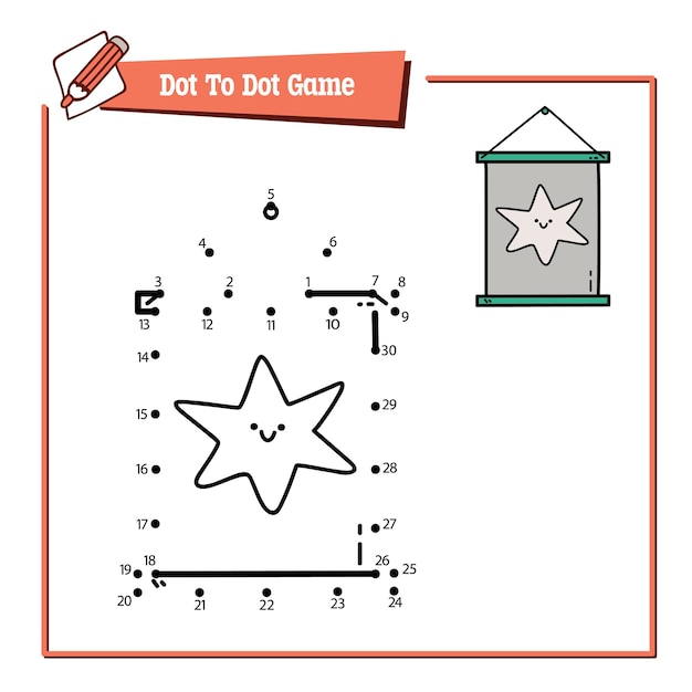 educational  game illustration of dot to dot puzzle with doodle poster