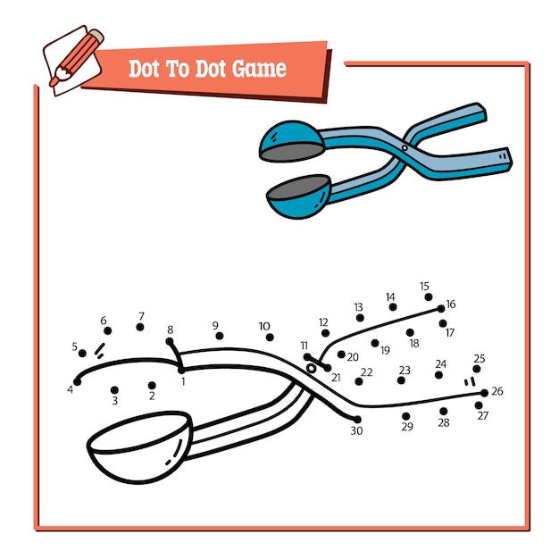 educational  game illustration of dot to dot puzzle with doodle Snowball Thrower