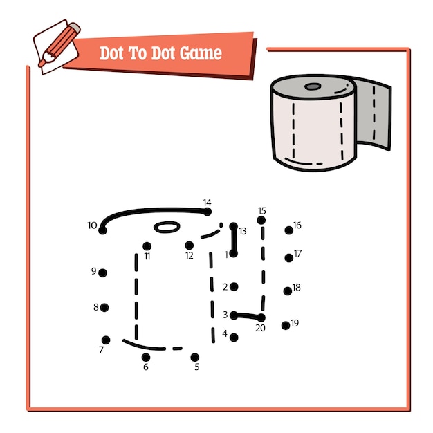 educational  game illustration of dot to dot puzzle with doodle toilet paper