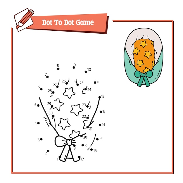 educational game illustration of dot to dot puzzle with doodle