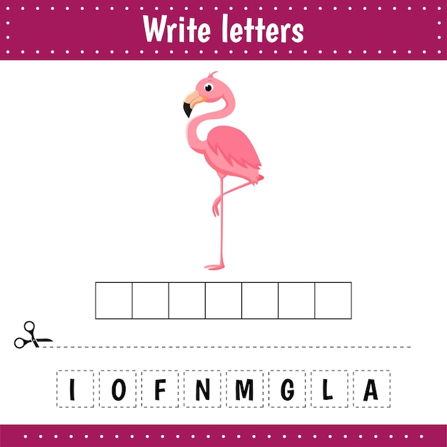 Educational game for kids Crossword flamingo Guess the word Education developing worksheet Learning game for kids Activity page Riddle for preschool kids