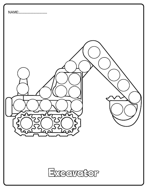 Gioco educativo per bambini gioco dot marker per bambini macchine per l'edilizia dei cartoni animati