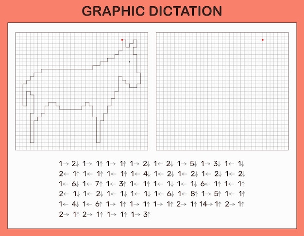 Educational game for preschool children Game for children Graphic dictation with horse