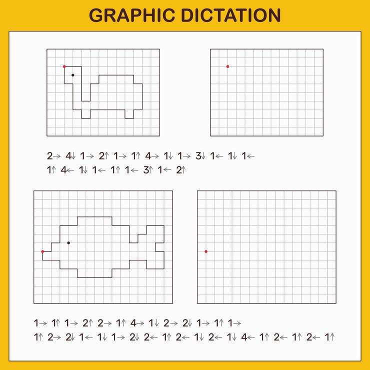 Vector educational game for preschool children game for children graphic dictation with turtle and fish