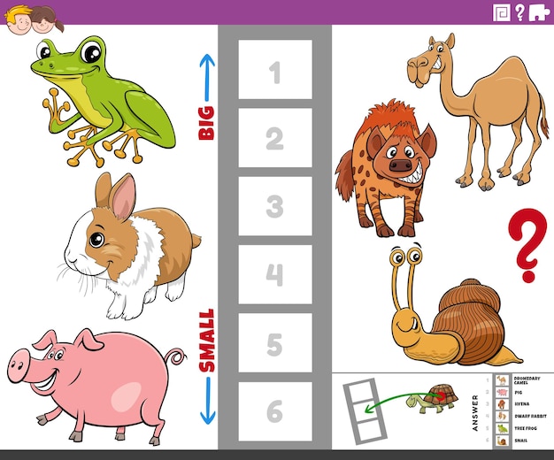 크고 작은 만화 동물 교육 게임