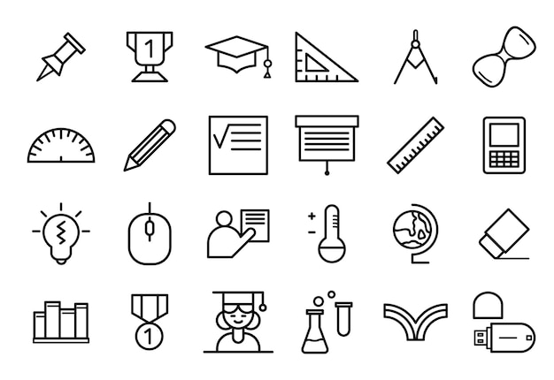 Educational icons packs in style (lineal).