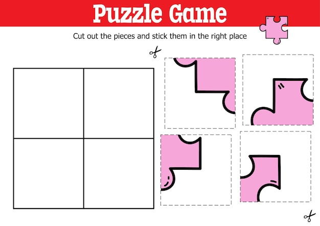 Gioco di puzzle educativo per bambini per tagliare e attaccare pezzi con un puzzle scarabocchio