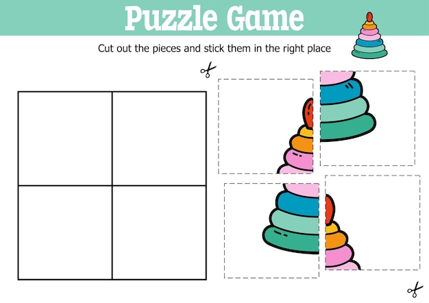 낙서 피라미드로 조각을 자르고 붙이는 교육용 어린이 퍼즐 게임