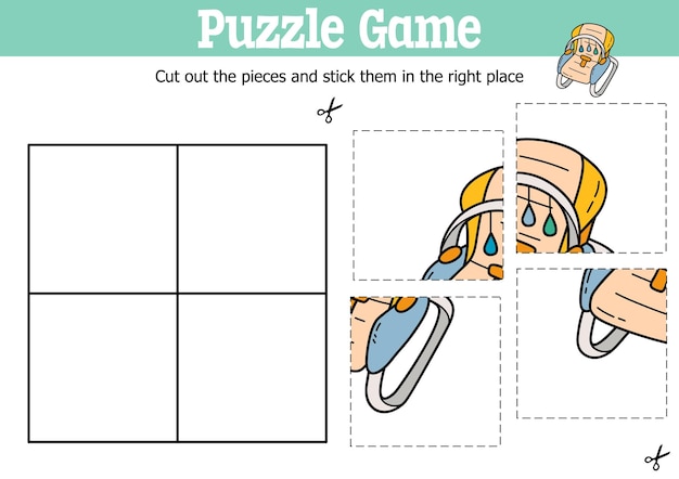 educational kids puzzle game to cut and stick pieces with doodle swing