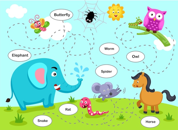 Educational maze game for children illustration