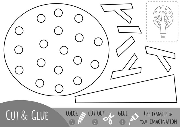 Educational paper game for children Tree Use scissors and glue to create the image