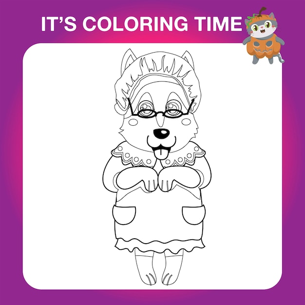 Educational printable coloring worksheet. cute halloween illustration. vector file.