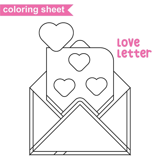 Educational printable coloring worksheet. Valentine theme. Vector outline for coloring page.