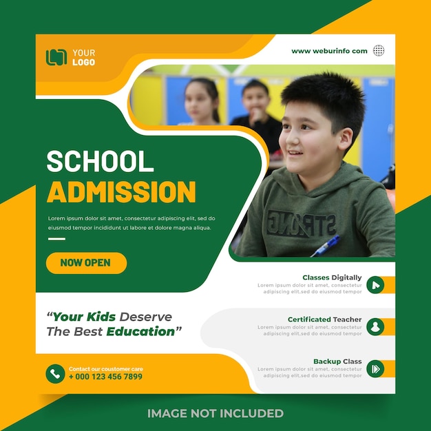 educational school admission for social media post banner