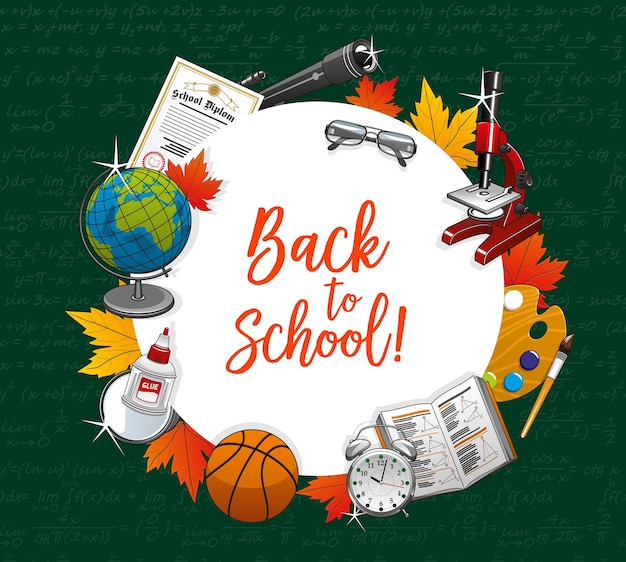 Vector educational supplies banner back to school items